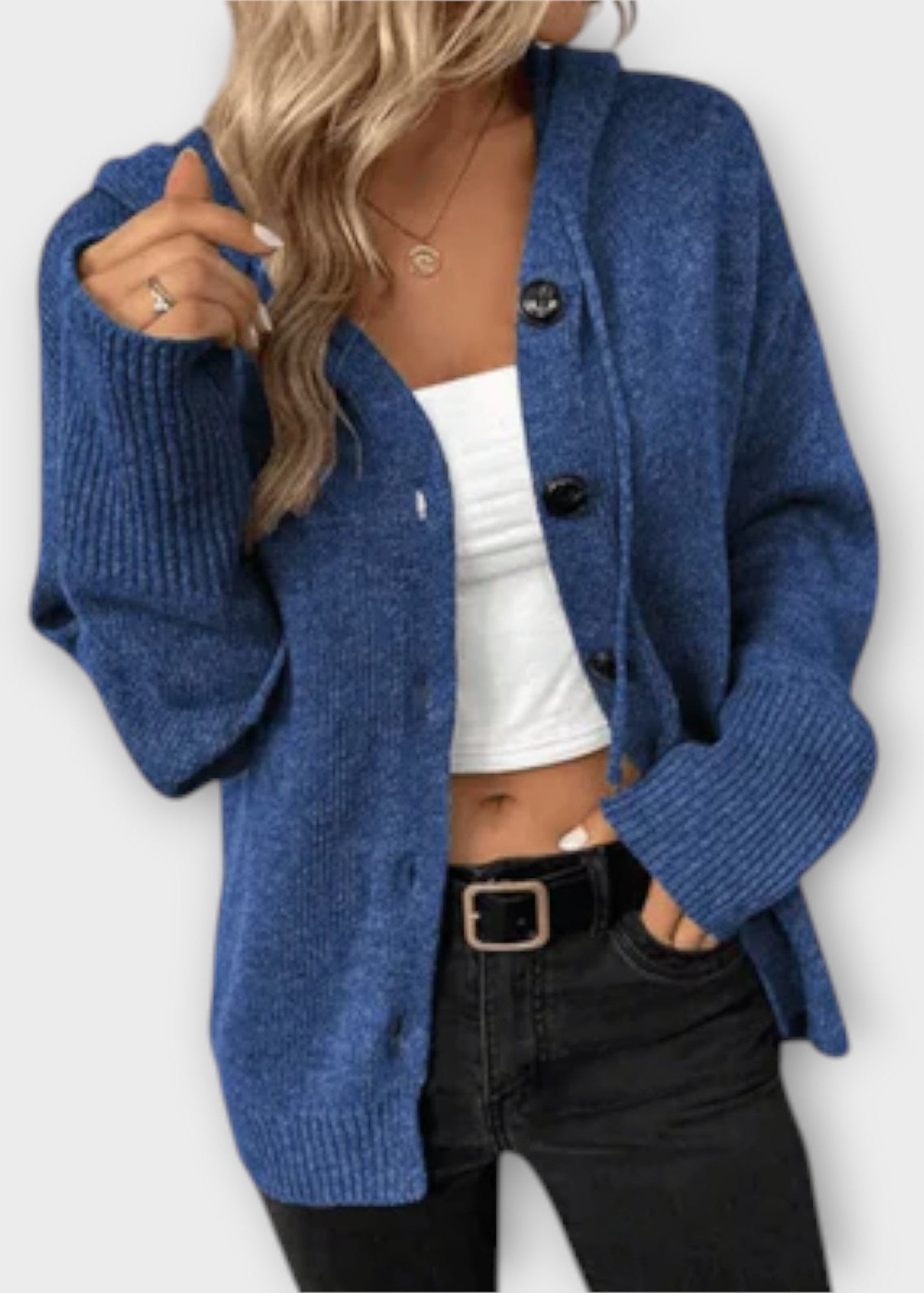 Brittan | Sweter Pleciony z Guzikami