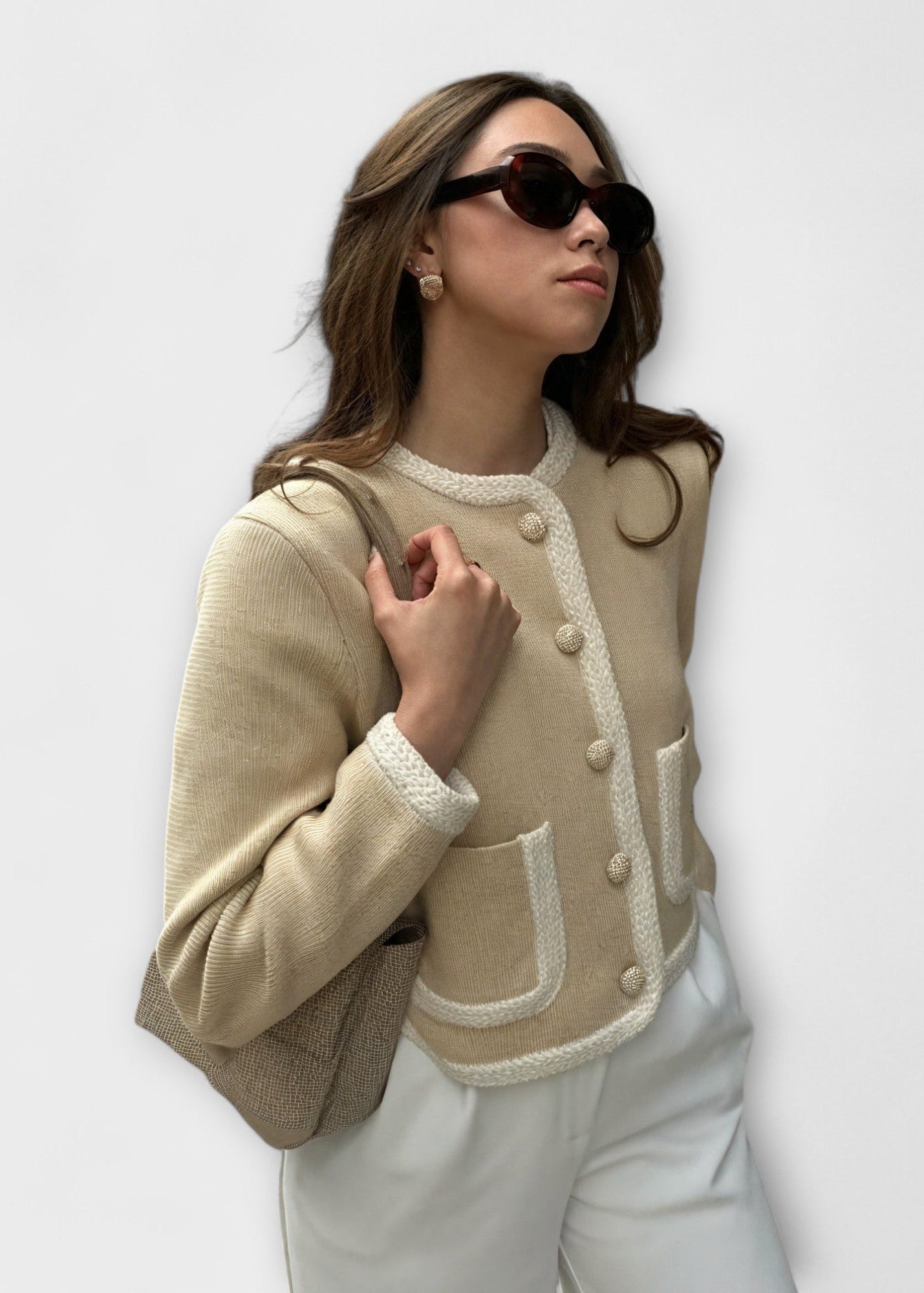 Sezane | Klasyczny Kardigan z Dekoracyjnymi Kieszeniami