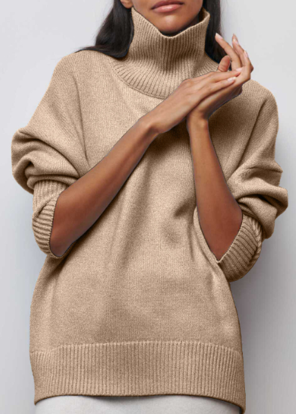 Katrielle | Wygodny Sweter z Wysokim Kołnierzem
